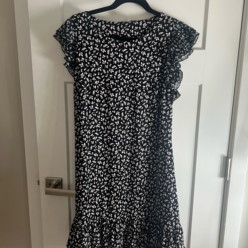 Tommy Hilfiger Black and White Floral Midi Dress